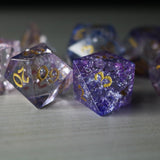 Purple Cloud Forge Fire Glass (And Box) Polyhedral Dice DND Set - RPG Game DND