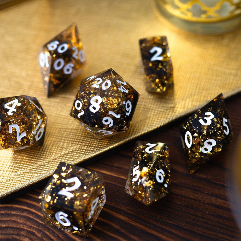 Gold Handmade Resin Dice Set RPG Game DND MTG Tabletop Gaming