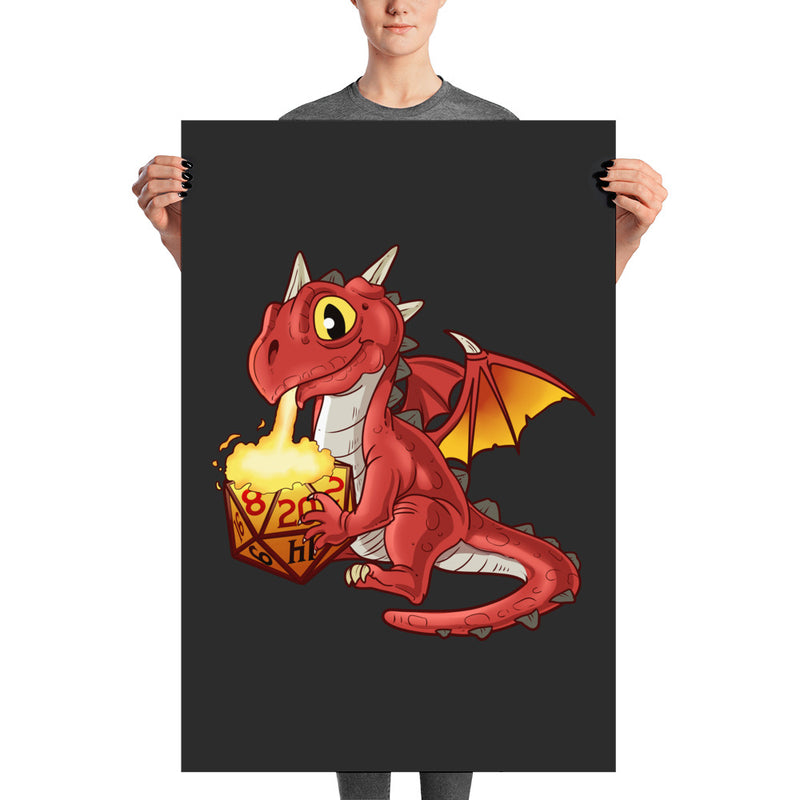 DND Wall Art - Baby Dragon Fire - DND - Gift For Dnd - D20 Gift Picture- Game Master - Adventure - RPG Poster - Geek Gift