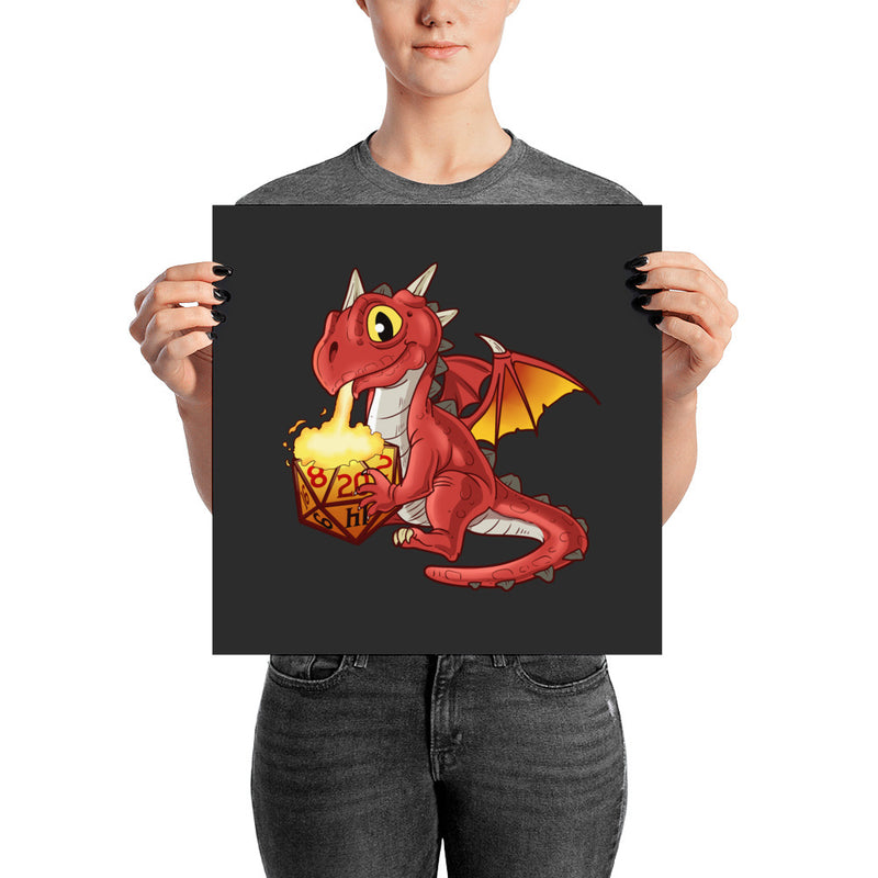 DND Wall Art - Baby Dragon Fire - DND - Gift For Dnd - D20 Gift Picture- Game Master - Adventure - RPG Poster - Geek Gift